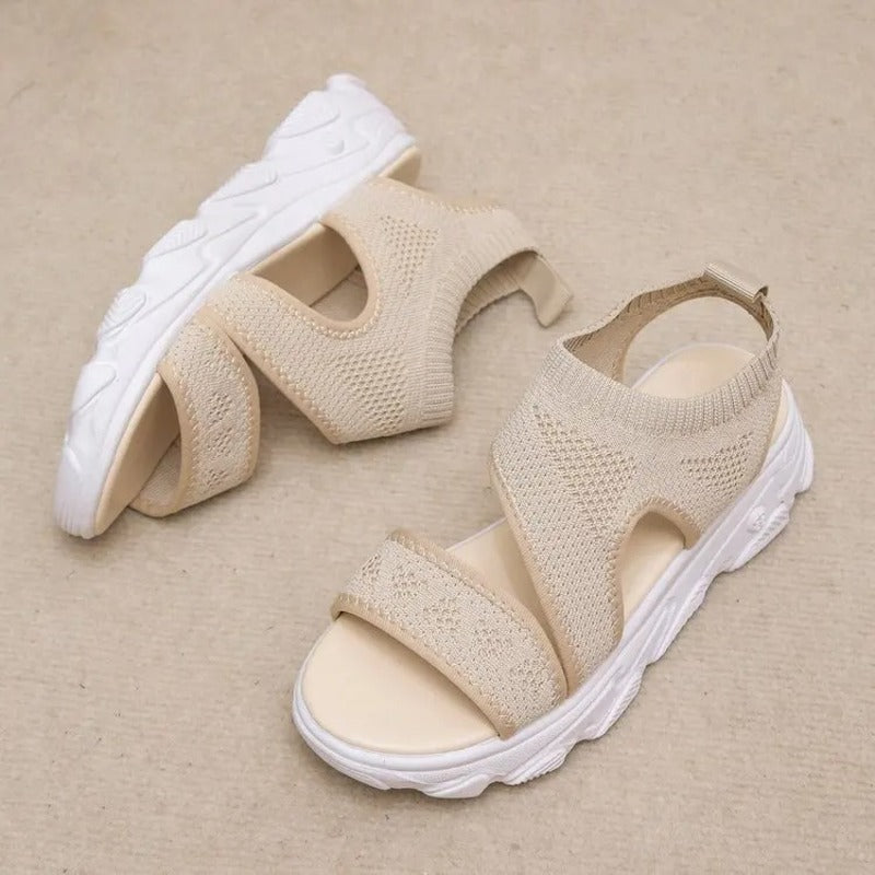 Sandale plate beige femme confort Podoways