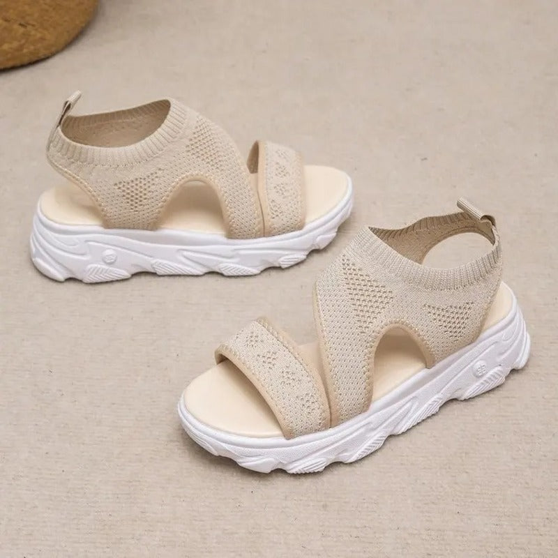 Sandale plate beige femme confort Podoways
