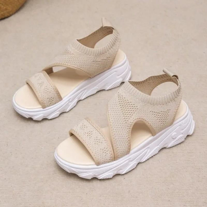 Sandale plate beige femme confort Podoways
