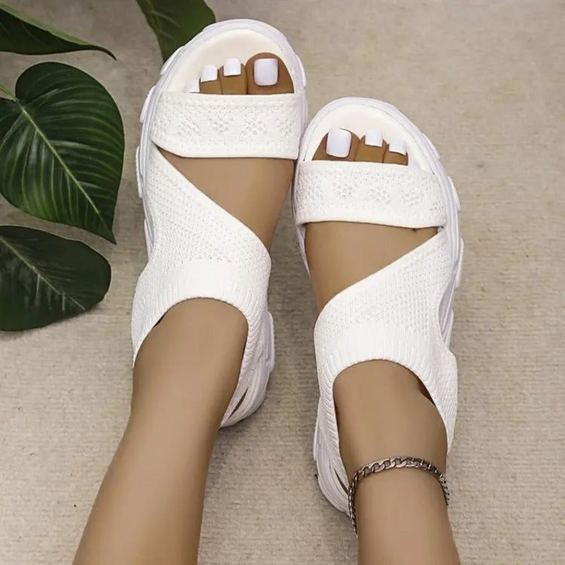 Sandale plate beige femme confort Podoways