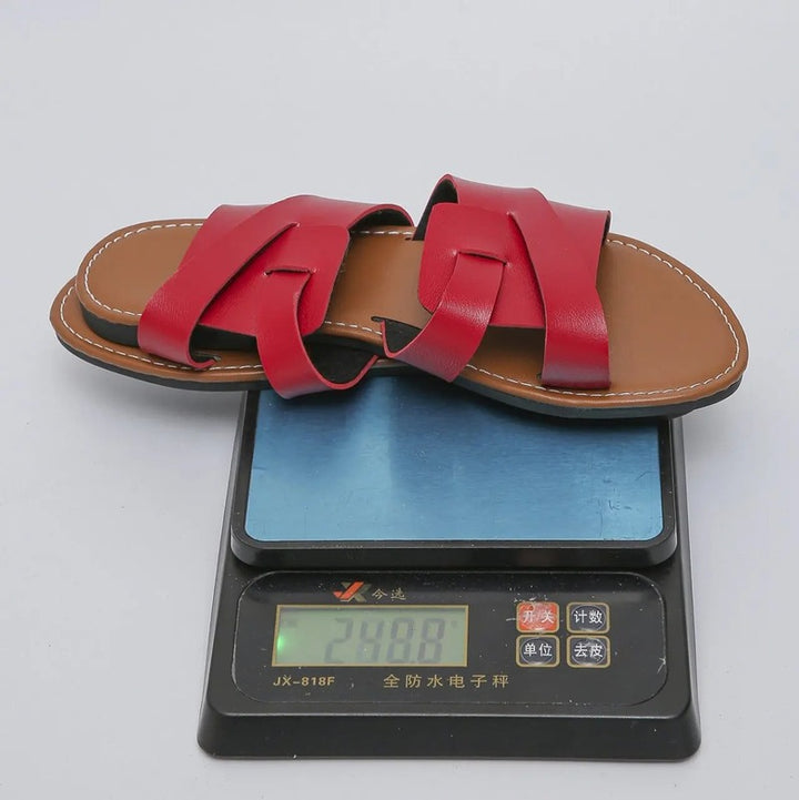 Sandale rouge plate Podoways