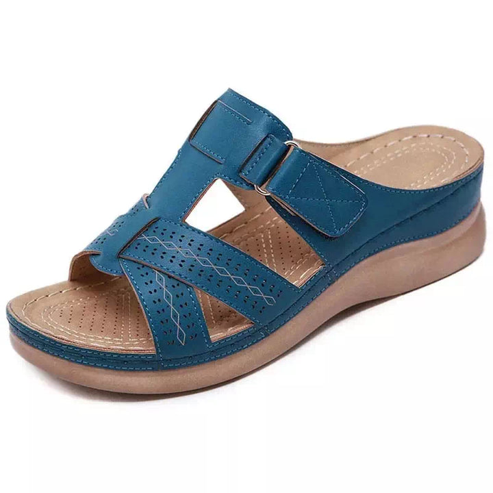 Sandale orthopédique femme compensée simili cuir Podoways 36 Aquamarine