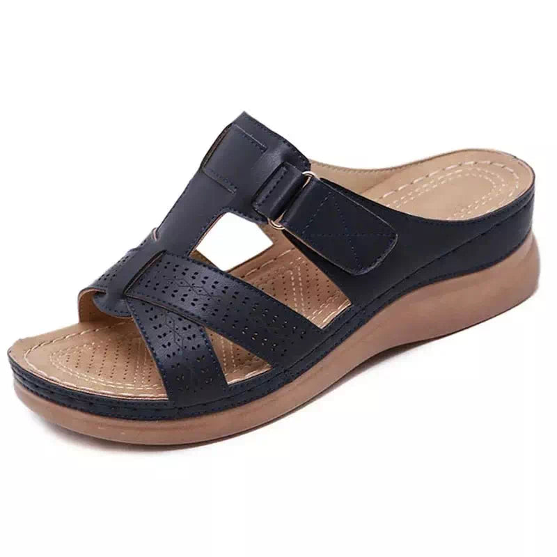 Sandale orthopédique femme compensée simili cuir  Podoways 36 Black 