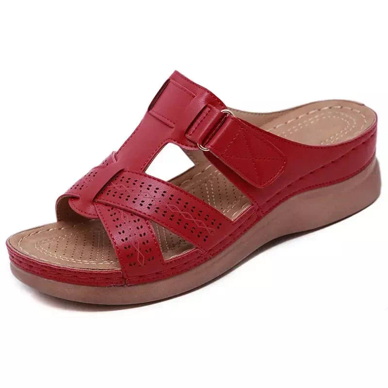 Sandale orthopédique femme compensée simili cuir  Podoways 36 FireBrick 