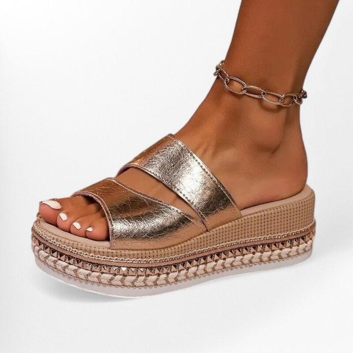 Sandales dorées pour pieds larges Podoways 36 Chocolate