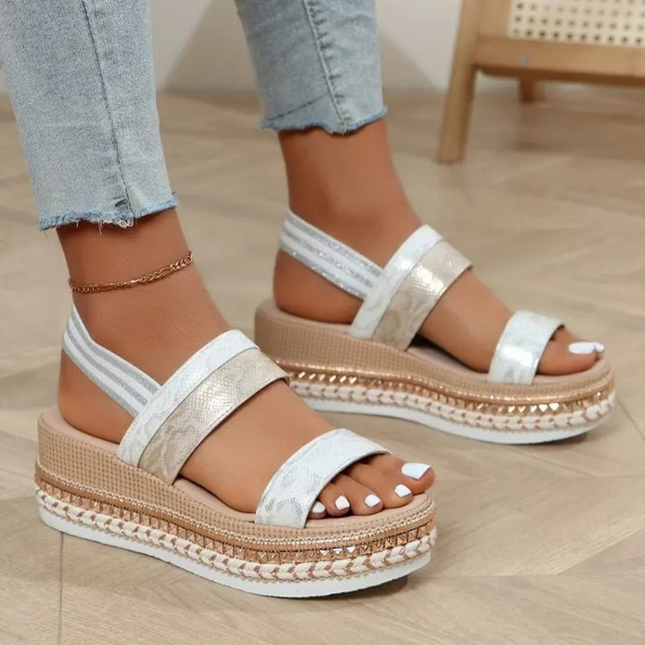 Sandales dorées pour pieds larges Podoways