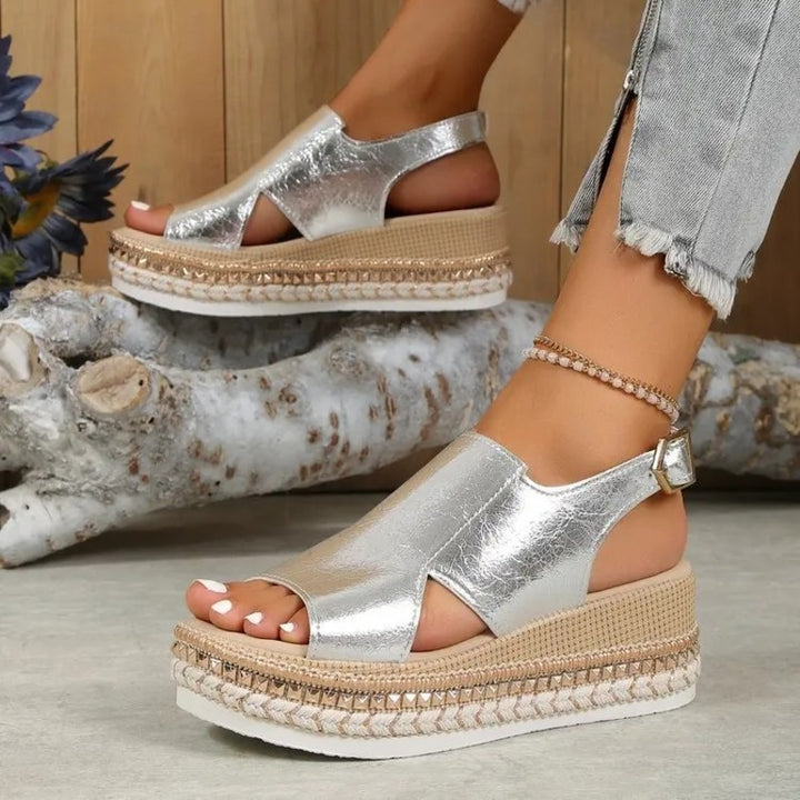Sandales dorées pour pieds larges Podoways