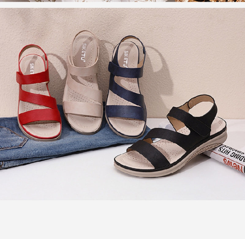 Sandales femme grande largeur à scratch Podoways