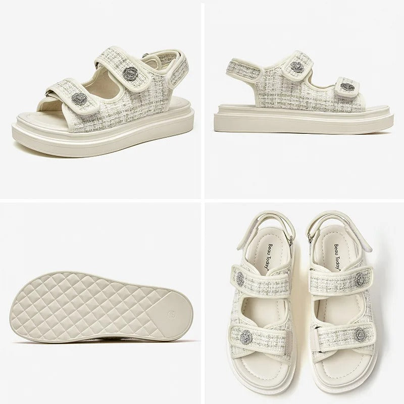 Sandales plates beige pour femme Podoways