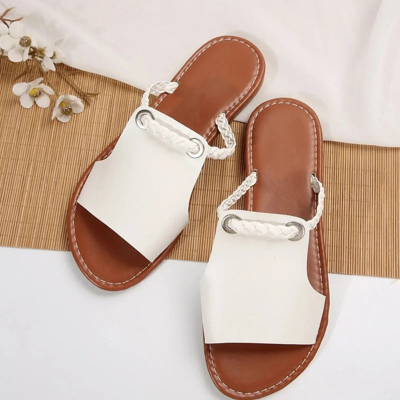 Sandales plates camel pour femme Podoways