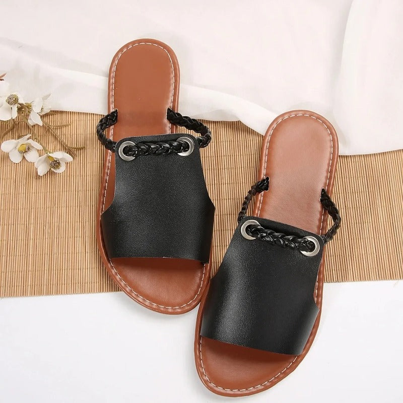 Sandales plates camel pour femme Podoways