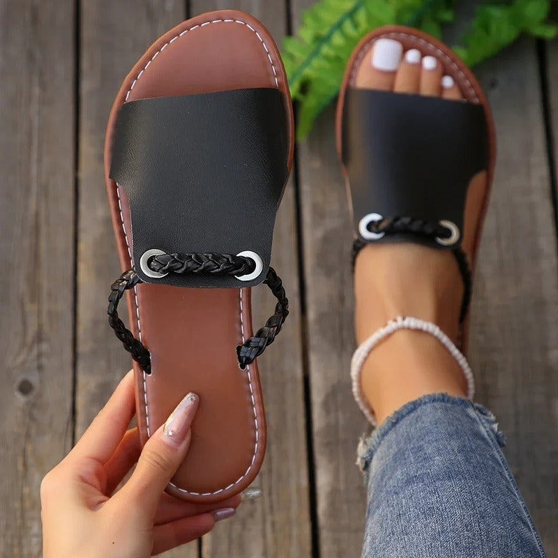 Sandales plates camel pour femme Podoways 36 Black