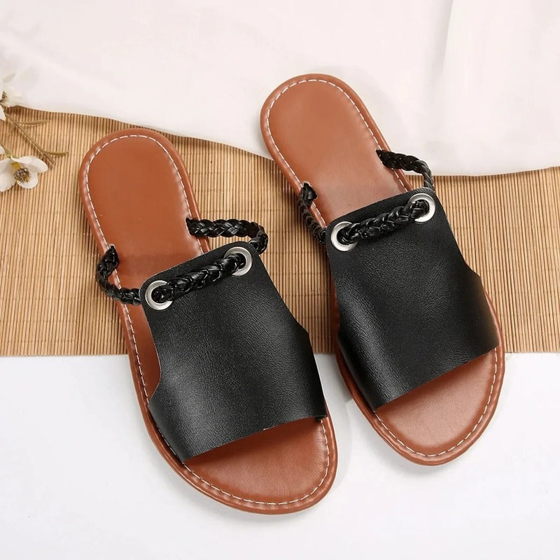 Sandales plates camel pour femme Podoways