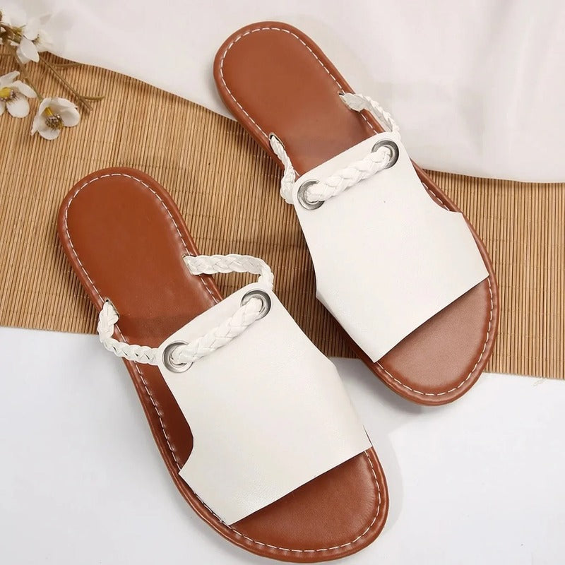 Sandales plates camel pour femme Podoways