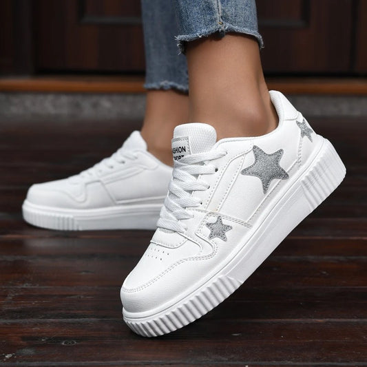 Sneakers femme design étoilé Podoways 35 Blanc