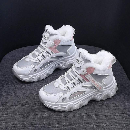 Sneakers montantes fourrées femme Podoways 35 Silver